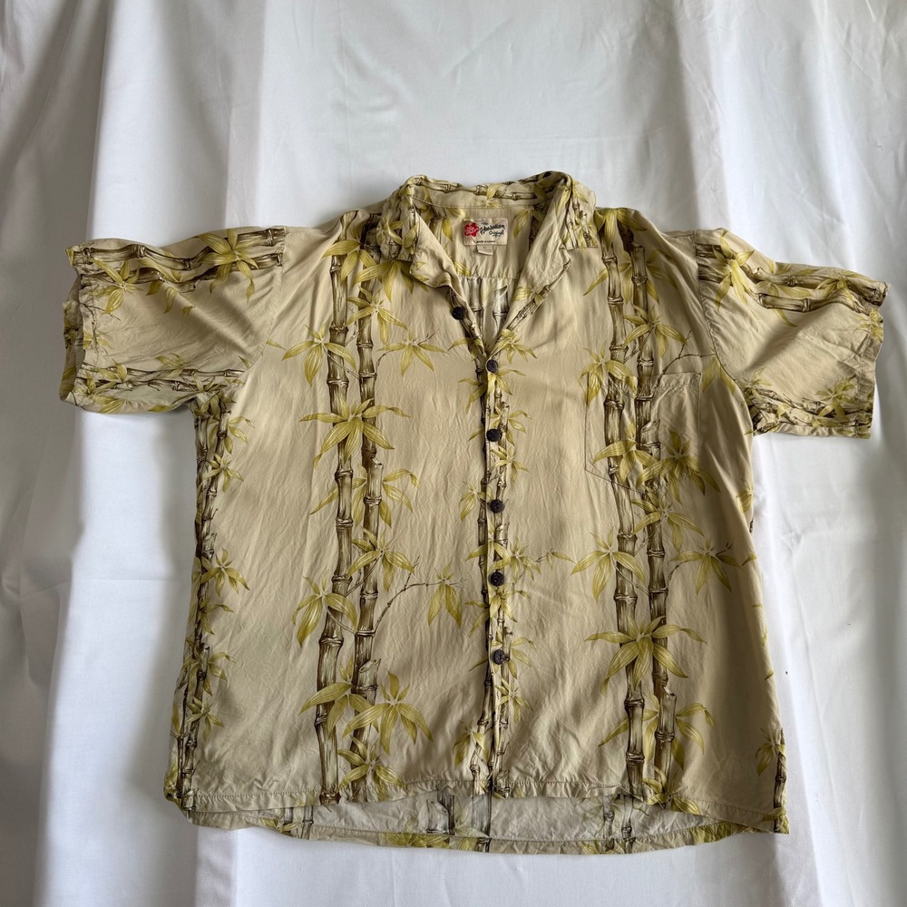 Vintage Hilo Hattie Men's XL Bamboo Hawaiian Aloha Shirt Rayon Made Hawaii